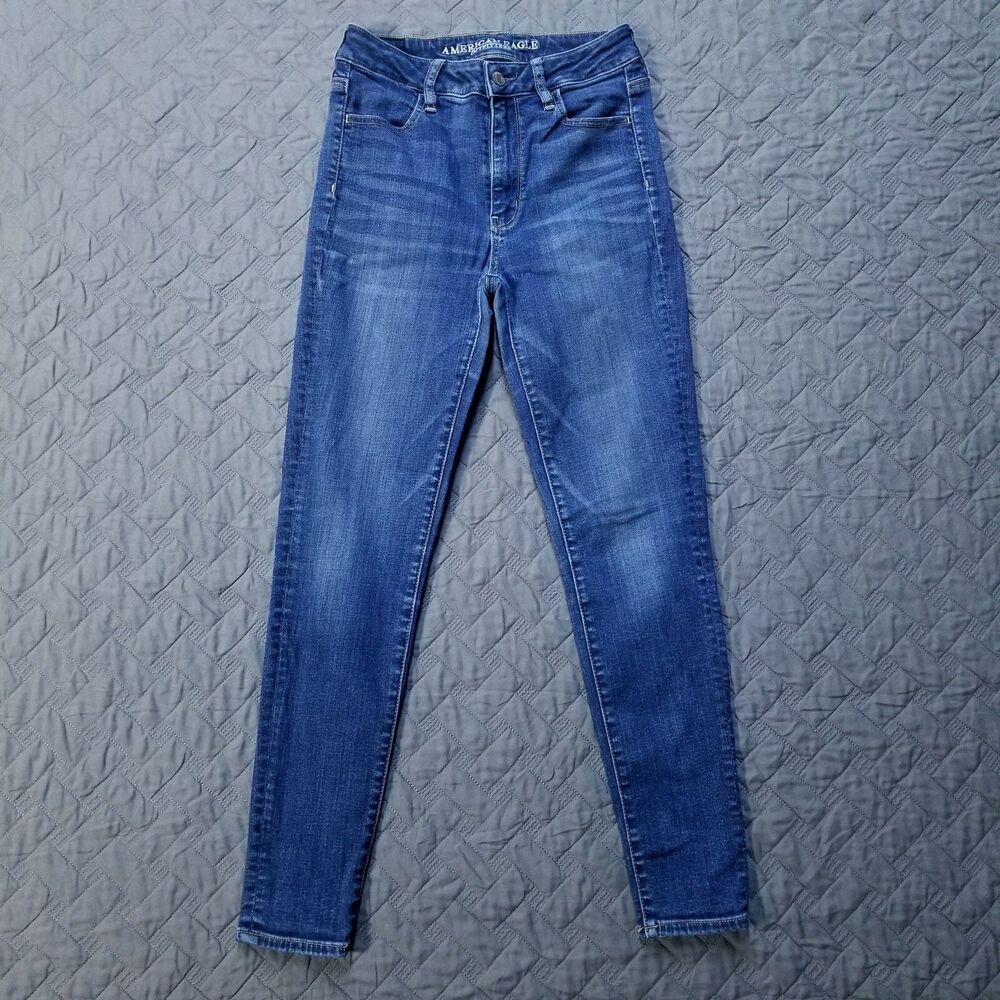 American Eagle Outfltters Jeans Womens 4 Short Blue Super High Rise Jegging Dark